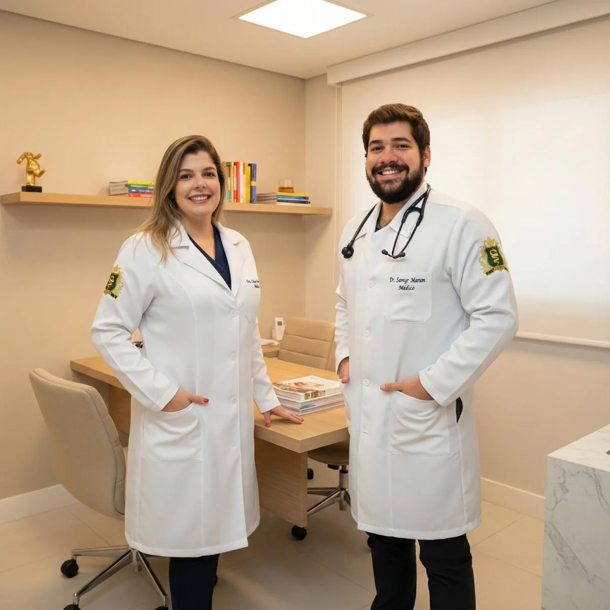 Dra. Celyne Marum e Dr. Samyr Marum, médicos da Regenon, em Sorocaba